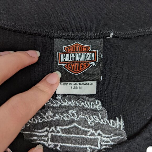 Harley-Davidson Women's Long Sleeve Sequin Top Medium Scoop Neck Cotton - Picture 5 of 7